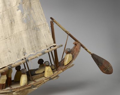 Modèle de bateau avec voile, rames et 10 figures, vers 1975-1640 av. J.-C. - Middle Kingdom Egyptian